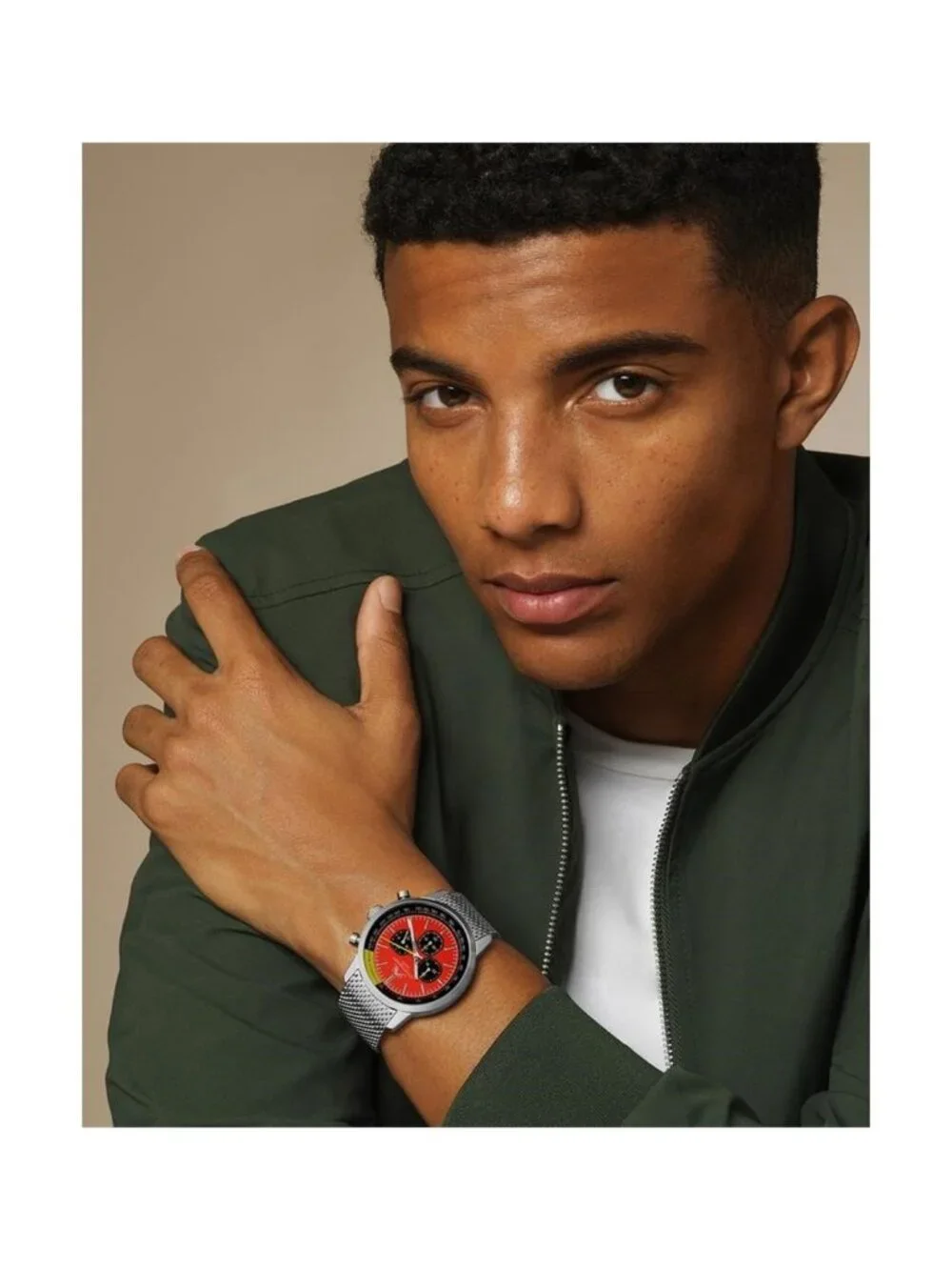 NWT Porsamo Bleu Simon Chronograph Quartz Red Dial Men's Watch